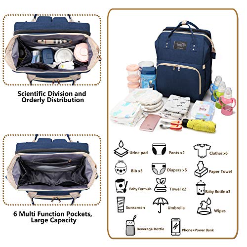 Bebek bezi çantası Sırt çantası, Çok Fonksiyonlu Büyük Kapasiteli, Bebek Essentials Seyahat Beşik, Taşınabilir Değişen
