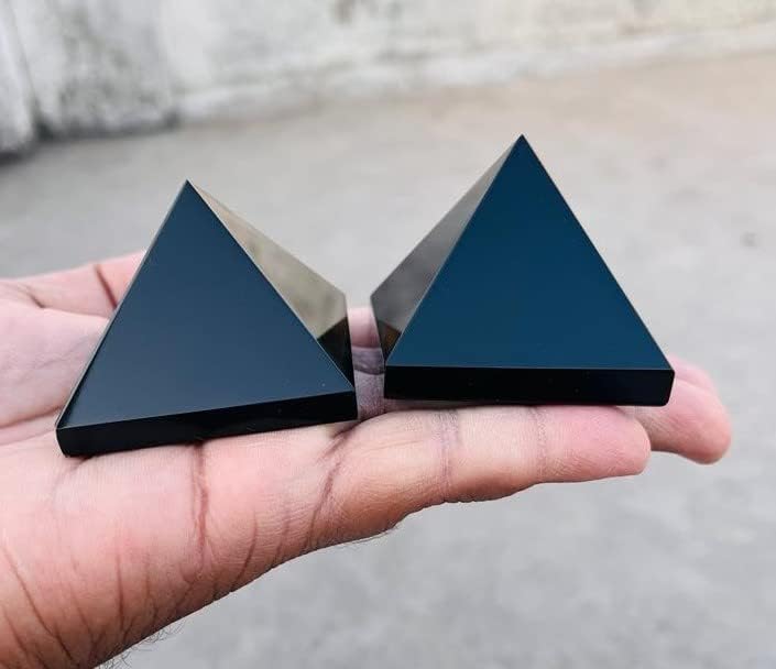 2 Adet Set Doğal Cilalı Siyah Shungite Piramit 40 - 50MM masa dekoru Shungite Taş-Çakra Taşları Şifa Kristalleri Meditasyon