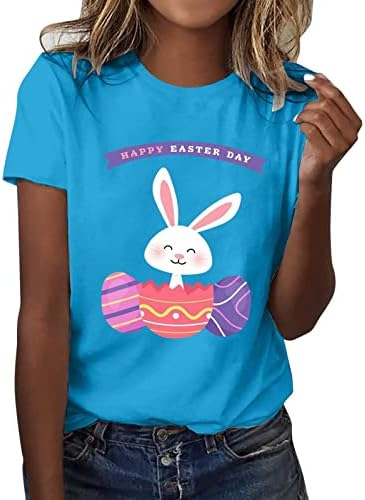 Mutlu Paskalya Günü T-Shirt Sevimli Tavşan Yumurta Grafik Tees Casual Yuvarlak Boyun Kısa Kollu Üstleri T Shirt Gömlek