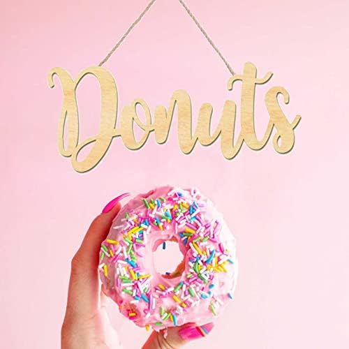 2 adet Donuts Ahşap Işaretleri Kesikler Ahşap Donuts Mektup Asılı Işaretleri DIY Blok Kelimeler Dekoratif Işaretler