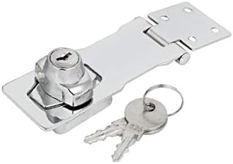 X-DREE 144mm x 40mm x 33mm Metal Vida Sabit Güvenlik Görevlisi Anahtarlı Çile Mandalı Kilit Gümüş Ton(144mm x 40mm