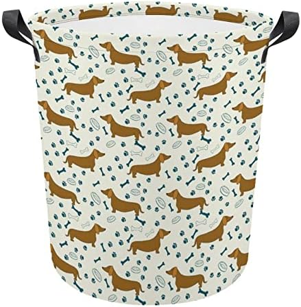 Karikatür Dachshunds Köpek çamaşır sepeti Katlanabilir Çamaşır Sepeti çamaşır kutusu saklama çantası Kolları ile