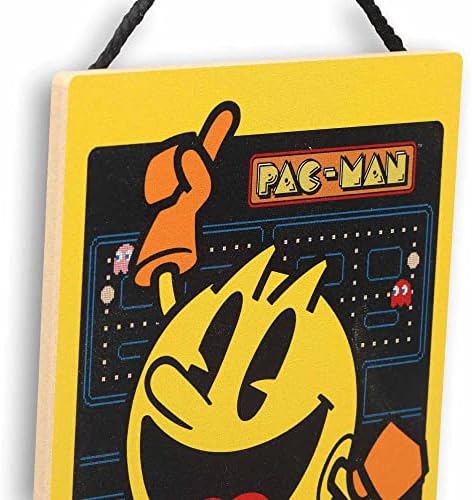 Açık Yol Markaları Pac-Man Atlama Asılı Ahşap Duvar Dekoru-Oyun Odası veya Yatak Odası için Eğlenceli Pac-Man İşareti