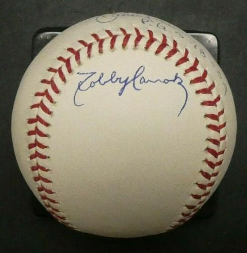 Randy Johnson Robby Hamak İmzalı Mükemmel Oyun Tarihli Beyzbol JSA Tam Mektup İmzalı Beyzbol Topları