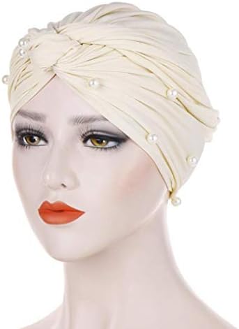 MANHONG Moda Kap Inci Şapka Kadın Müslüman Boncuk Kış Türban Fırfır Kafatası Kapaklar Wrap Fantezi Kış Bere Şapka