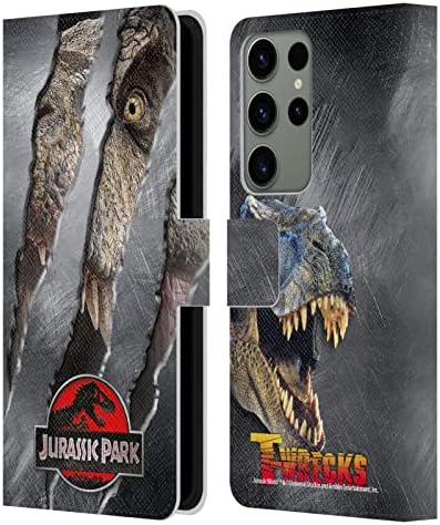 Kafa Kılıfı Tasarımları Resmi Lisanslı Jurassic Park Sıkıntılı Görünümlü Yaya Geçidi Logosu Deri Kitap Cüzdan Kılıf