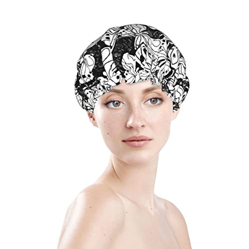 Kadınlar Kullanımlık Streç Hem Saç Şapka Kelebek Siluet Çiçek Desen Çift Katmanlar Su Geçirmez Duş Başlığı banyo bonesi