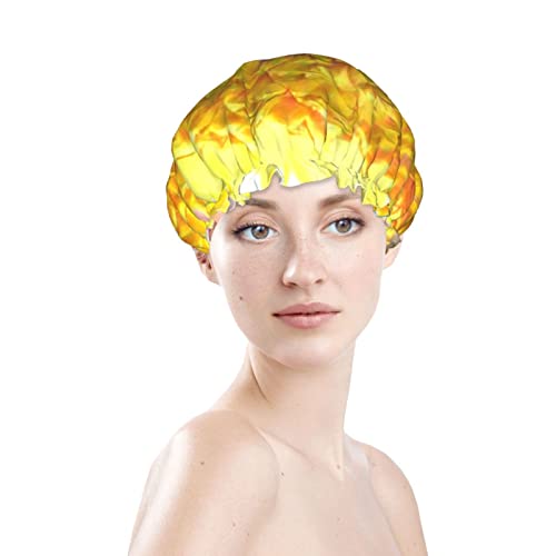 Kadınlar Kullanımlık Streç Hem Saç Şapka Ayçiçeği Suluboya Resim Çift Katmanlar Su Geçirmez Duş Başlığı banyo bonesi