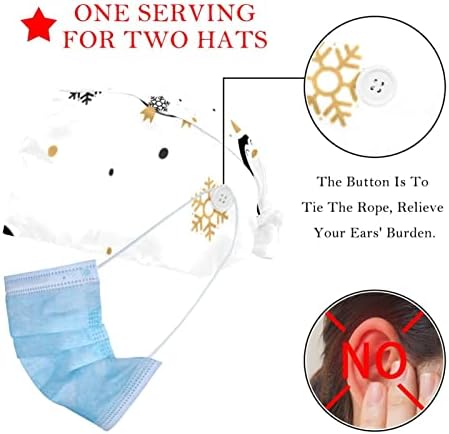 2 Paket Sevimli Penguenler Kar Taneleri Ayarlanabilir çalışma kapağı Düğme ile Ter Bandı Hemşireler için Kadın At