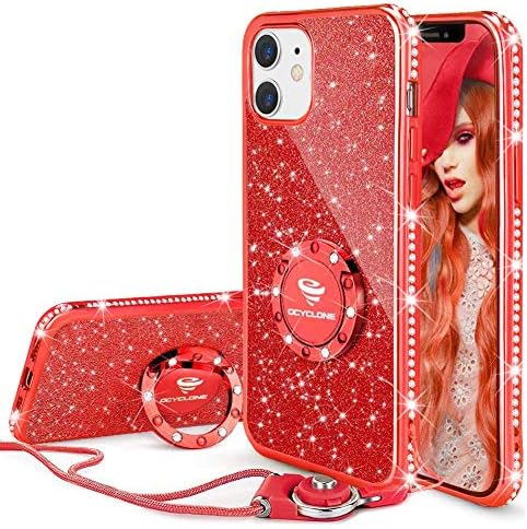 OCYCLONE Sevimli iPhone 12 Mini Kılıf, Sparkle Glitter Bling Elmas Taklidi Tampon Halka Kickstand ile Kadın Kızlar