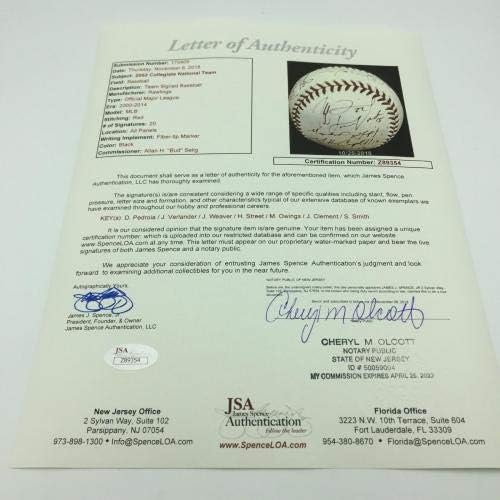 İnanılmaz 2003 Justin Verlander Dustin Pedroia Kolej Takımı Beyzbol JSA İmzalı Beyzbol Topları İmzaladı