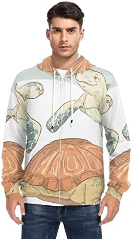 ALAZA erkek Seti Elle Çizilmiş Renkli Kaplumbağalar Polar Fermuarlı kapüşonlu Svetşört