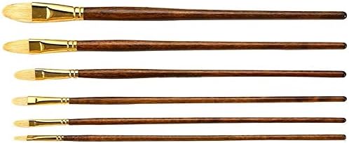 WALNUTA 6 adet / takım Boya Fırçası Ahşap Saplı Sanatçı Yağlı Boya Fırçası Akrilik Çizim Fırçaları Sanat Boyama Aracı