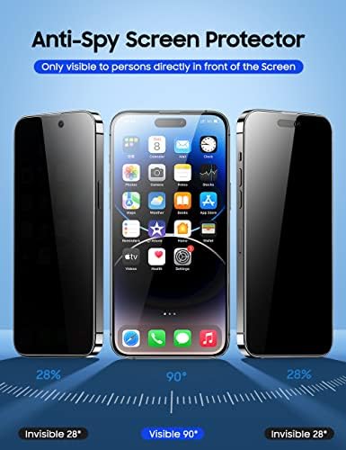 BENKS 2 Paket Gizlilik Ekran Koruyucu için iPhone 14 Pro Anti-Casus Temperli Cam Filmi Tam Kapsama 9H Sertlik Durumda
