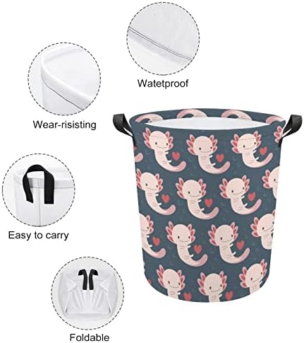 Axolotls Desen Çamaşır sepeti Katlanabilir Çamaşır Sepeti çamaşır kutusu Saklama Çantası Kolları ile