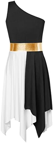 LiiYii Kızlar Gevşek Fit Kilise Robe Liturjik Giyim Lirik Övgü Dans Elbise Ibadet Kostüm Tunik Daire Etek