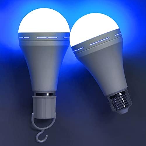 Şarj edilebilir ampuller[2 Paket], LOHAS LED Acil Mavi Ampul, 12W, 1200mAh Pil yedek ışık Ampul Ev, Parti Dekorasyon,