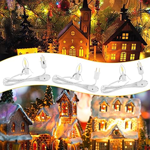 20 Setleri aksesuar kablosu ile bir led ampul Noel köy ışıkları aksesuarları setleri 6Ft beyaz kordon ile On / Off