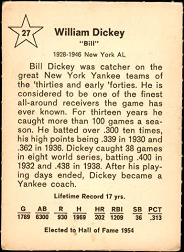 1961 Altın Basın 27 Bill Dickey New York Yankees (Beyzbol Kartı) VG Yankees