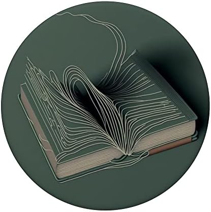 Adaçayı Yeşili PopSockets üzerinde Kitap Kurdu için Minimal Kitap Satırı Sanatı Değiştirilebilir PopGrip