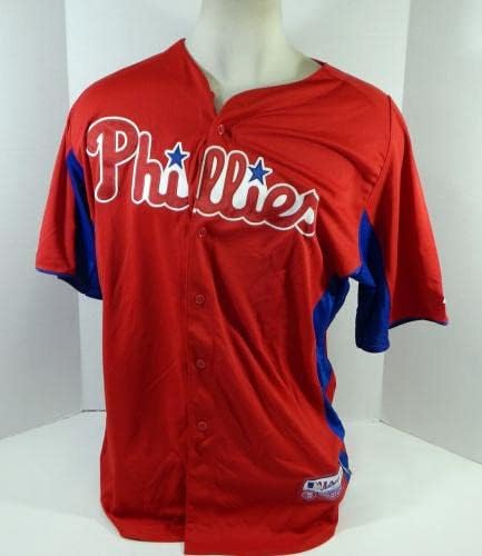2011-13 Philadelphia Phillies Venn Biter 28 Oyun Kullanılmış Kırmızı Forma ST BP 46 96 - Oyun Kullanılmış MLB Formaları