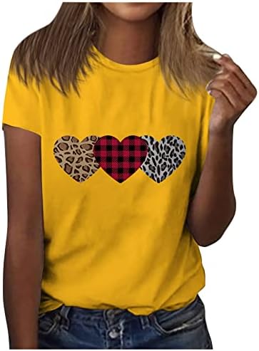 Kadın sevgililer gömlek aşk ısı grafik ekip boyun kısa kollu Tee gömlek komik sevimli sevgililer günü hediye Tops