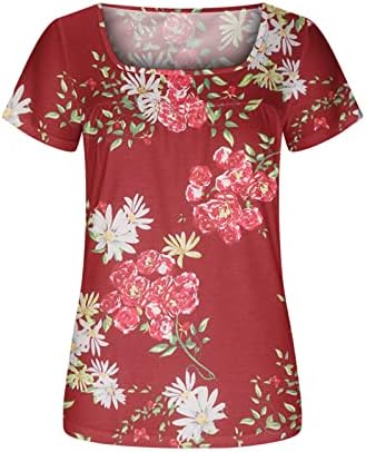 Bayanlar Brunch T Shirt Sonbahar Yaz Kısa Kollu Pamuklu Kare Boyun Çiçek Grafik Üst Tshirt Genç Kızlar için XP XP