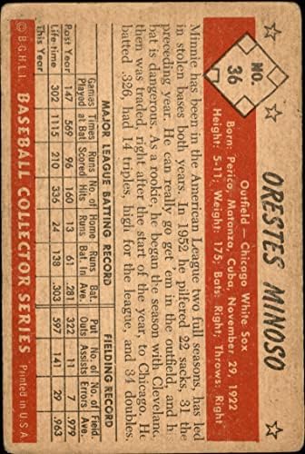 1953 Bowman Normal Beyzbol kartı36 Chicago White Sox'tan Orestes Minoso Derece iyi
