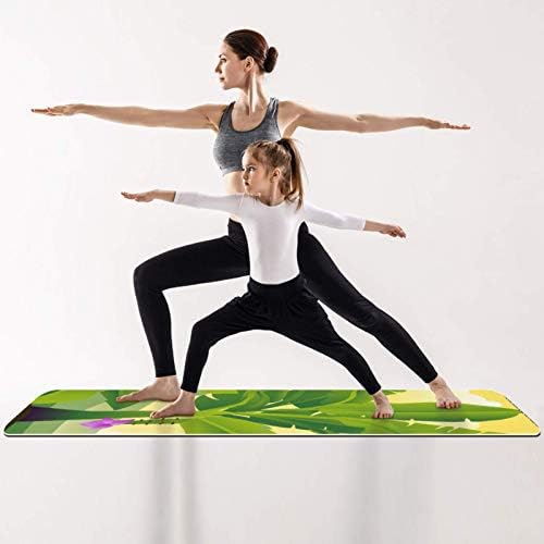 Unıcey Kalın Kaymaz Egzersiz ve Fitness 1/4 Yoga mat Muz Ağacı Yaprakları Baskı Yoga Pilates ve Zemin Fitness Egzersiz