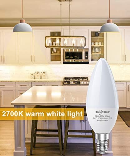 SHİNESTAR 3-Pack ışıklı tavan fanı Ampuller, 120v 60w Eşdeğer, E12 LED Mumluk Ampul, Küçük Taban, Sıcak Beyaz 2700K,