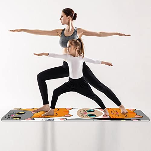 Kalın Kaymaz Egzersiz ve Fitness 1/4 yoga mat Büyük Gözler Renkli Karikatür Kedi Baskı Yoga Pilates ve Zemin Fitness