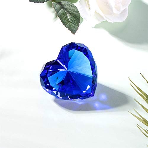 Mavi Kristal Elmas Kağıt Ağırlıkları, Kalp Şekli Gerçek Elmas Cam Taşlar Dekorasyon için Kağıt Ağırlığı, Büyük Elmaslar