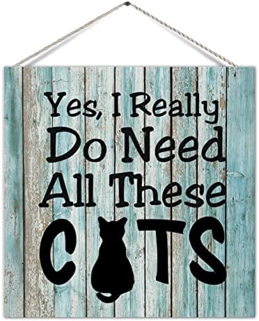 Rustik Çiftlik Evi Ahşap İşareti Plak Gerçekten Tüm Bu Kedilere İhtiyacım Var Evcil Hayvan Kedi Sahibi için Hediye