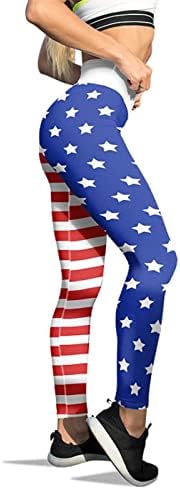 Amerikan Bayrağı Vatansever Legging kadın Yüksek Belli Vatansever Yıldız Çizgili Tayt Dikişsiz Tam Boy Koşu Pantolon