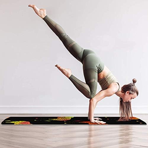 meikadianzishangwu Turuncu Sarı Zürafalar Desen Siyah Kalın Kaymaz Egzersiz ve Fitness 1/4 Yoga mat Yoga Pilates ve