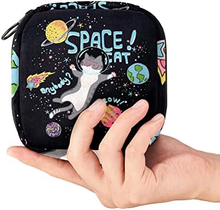 Sevimli Uzay Kedi Grafik Sıhhi Peçete Saklama Torbaları Genç Kızlar için Dönem Çantası Okul için Dönem için Ped Çantaları
