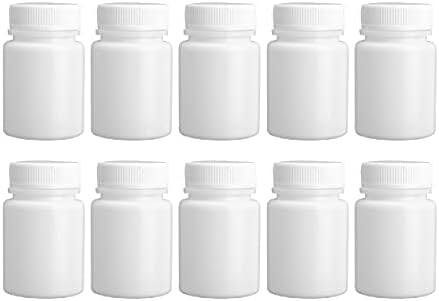 FEESHOW 10 adet Plastik Hap Tablet Şişeleri Taşınabilir Boş Ilaç Kimyasal Şişeler Saklama Kabı Beyaz 20 ml