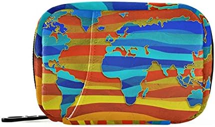 Renkli Dünya Haritası Hap Durumda Çantası hap saklama kutusu fermuarlı Taşınabilir Vitamin Takviyeleri İlaç Çantası