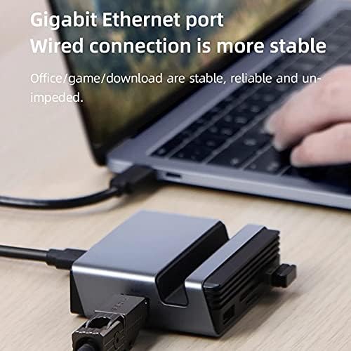 NIZYH USB C Hub Tip-C Yerleştirme İstasyonu Tip-C 4K HDMI uyumlu PD SD / TF kart okuyucu RJ45 telefon tutucu Standı