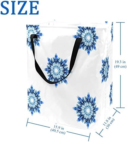 Mavi Renk Çiçekler Baskı Katlanabilir çamaşır sepeti, 60L Su Geçirmez çamaşır sepetleri Çamaşır Kutusu Giysi Oyuncak