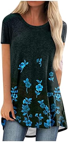 JJHAEVDY kadın Çiçek Baskı Büyük Boy Gevşek T Shirt Kısa Kollu Ekip Boyun Tunik Üstleri Artı Boyutu Rahat Plaj Bluz