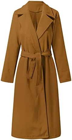 Kadın Sahte yün paltolar Klasik Rüzgar Geçirmez Trençkot Rahat Uzun Ceket Bayanlar İnce Kemer Moda Yüzük Ana Ceket