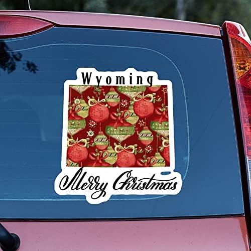 Wyoming Ev Devlet Noel Çıkartmaları Merrry Noel Wyoming Haritası Araba Çıkartması Noel Dekorasyon Pencere Çıkartması