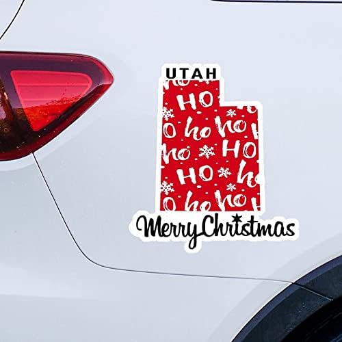 Utah Ev Devlet Noel Çıkartmaları Merrry Noel Utah Haritası Araba Çıkartması Noel Dekorasyon Pencere Çıkartması Vinil