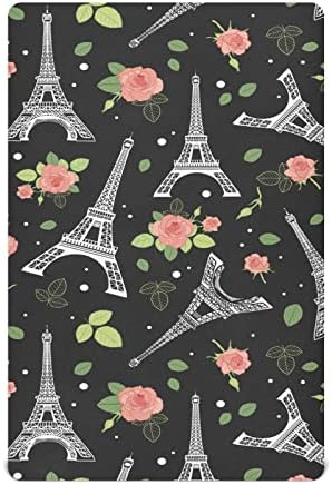 Eifel Kulesi Paris ve Güller çocuk çarşafları için Bebek Yumuşak ve Nefes Bebek çocuk çarşafları Makinesi Yıkanabilir