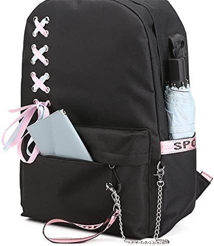 ISaikoy Anime Vaat Edilen Neverland Sırt Çantası Bookbag Sırt Çantası okul çantası omuzdan askili çanta, Black2, Orta
