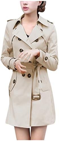 Bayan Trençkot Rüzgarlık Çentikli Yaka Kruvaze Slim Fit Ceket Palto Dış Giyim