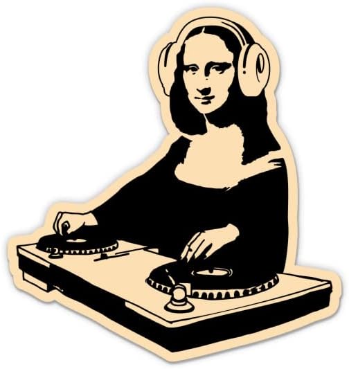 DJ Mona Lisa Sticker-3 laptop etiketi - Araba, Telefon, Su Şişesi için Su Geçirmez Vinil - Banksy Style Çıkartması