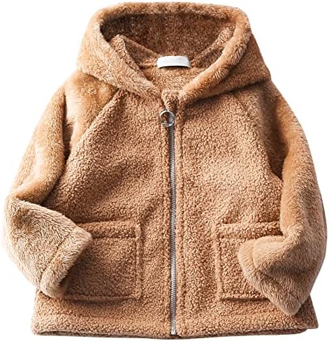 Mutlu Kiraz Yürüyor Çocuk Polar Ceket Sıcak Kış kapüşonlu ceket Fermuar Düz Renk Uzun Kollu Kabanlar Giyim Palto