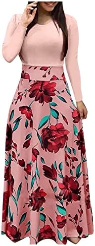 Kadınlar için iş Elbiseleri 2023, Bayan Uzun Kollu Çiçek Baskı Gevşek Düğün Tatil Parti Maxi Elbiseler